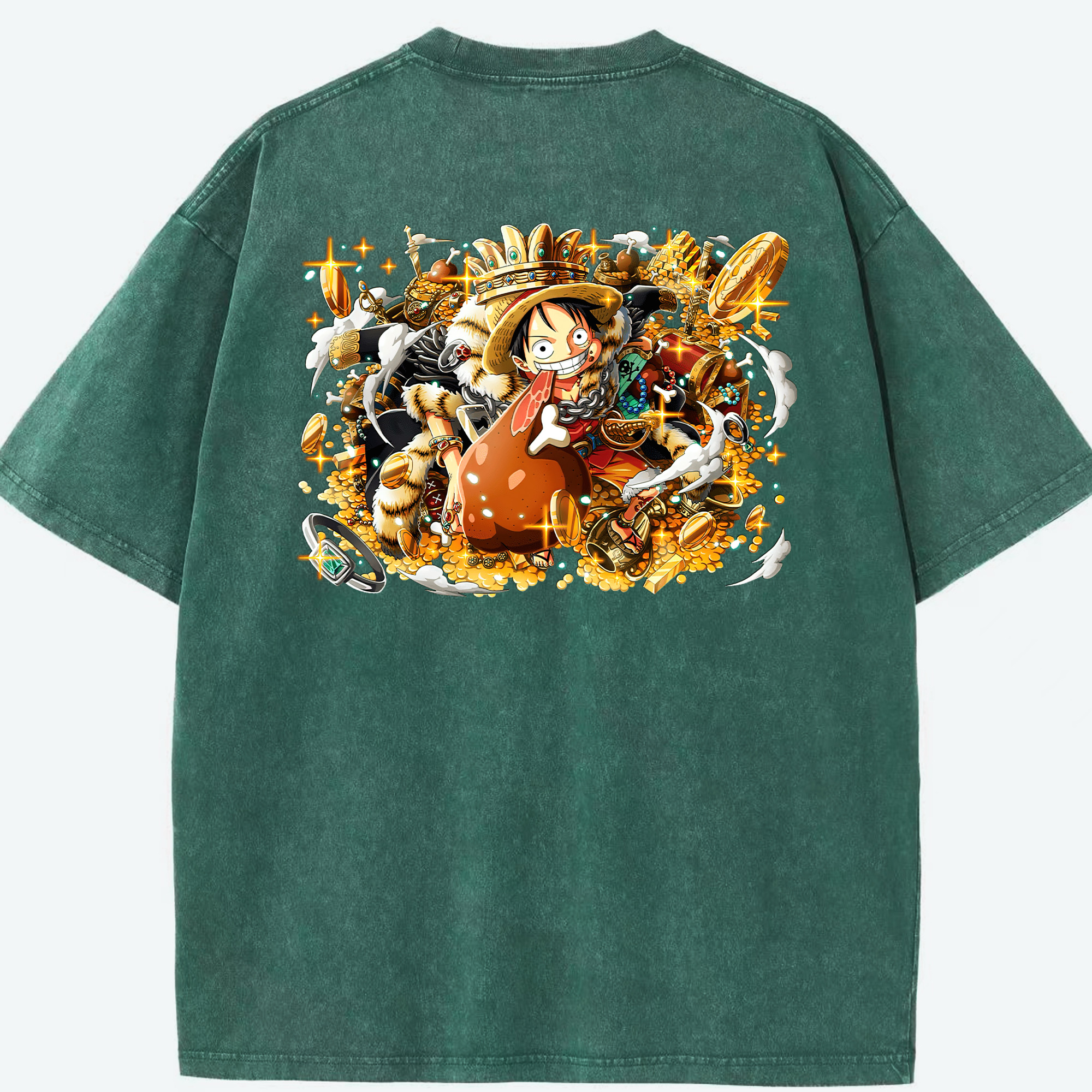 ワンピース モンキー・D・ルフィ ONE PIECE Monkey D. Luffy 綿100% ヴィンテージ風 半袖Tシャツ（背面プリント）